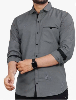 CB-COLEBROOK Men's Regular Fit Solid Soft Touch Cotton Casual Shirt with Pocket Design with Spread Collar & Full Sleeves